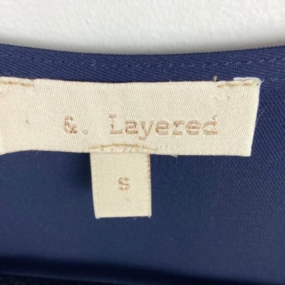 NEW Navy Blue Faux Wrap Long Sleeve Mini Dress Nordstrom Size Small &. Layered S - Picture 3 of 9